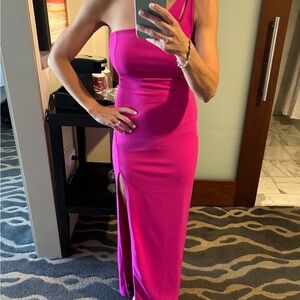 Lulus hot pink one shoulder cutout dress size small